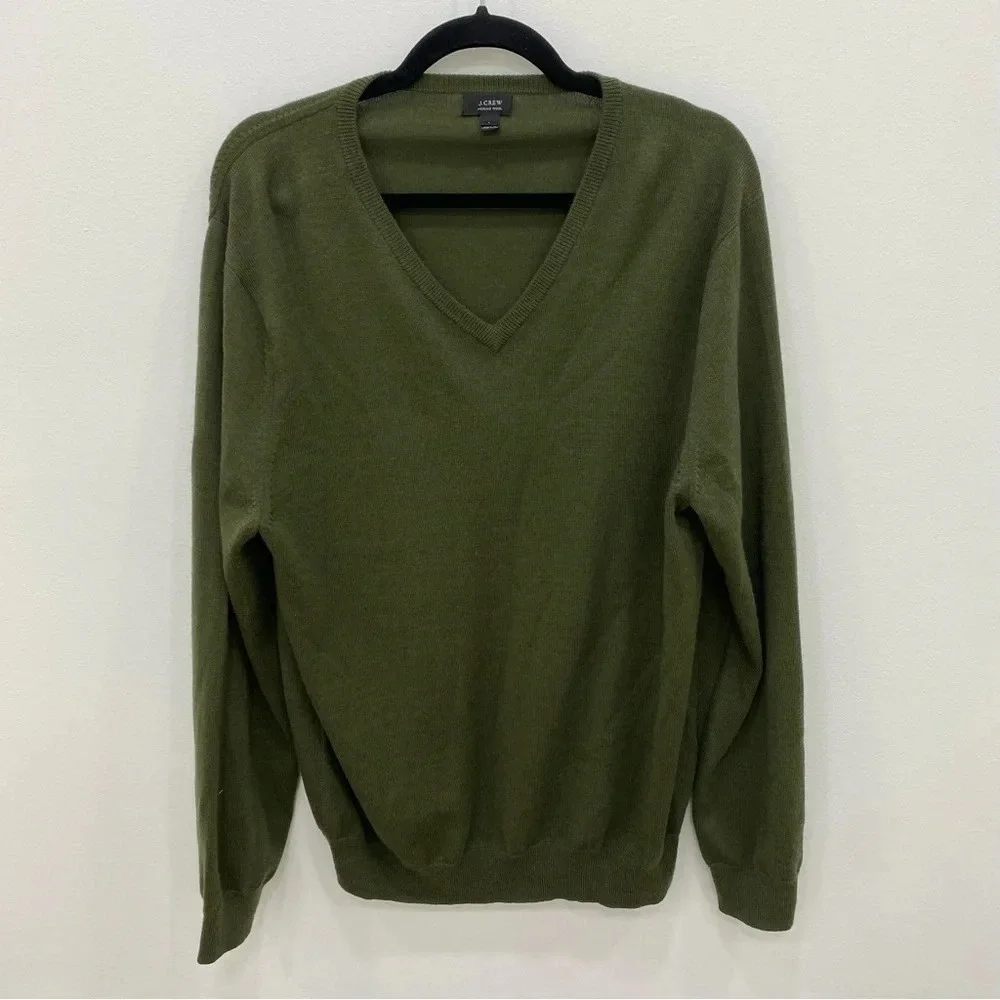Men’s J. Crew Slim merino wool sweater Green Sz Lg